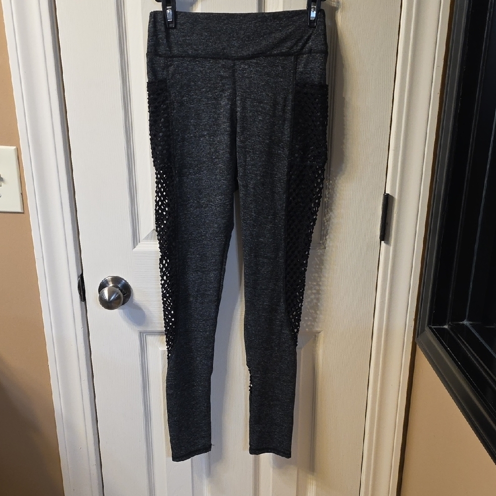 Gray Mesh Panel Leggings